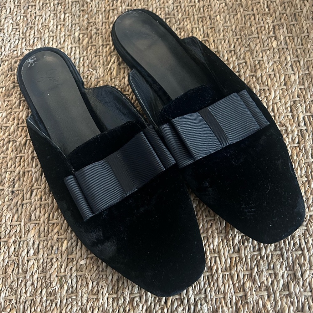 JOIE Black Velvet Slides